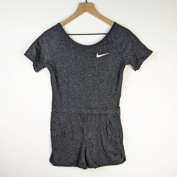 Nike Youth Girl Large Grey Multi Color Specks Short Sleeve Shorts Romper Pockets - Picture 1 of 6